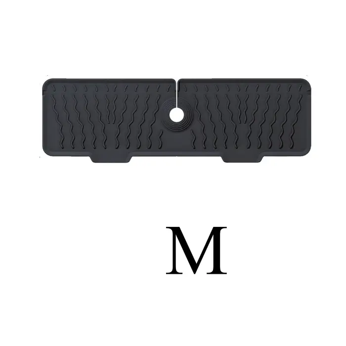 1 tapis d'évier antidérapant robuste |   Matériau en silicone pliable gris/noir, facile à nettoyer, 