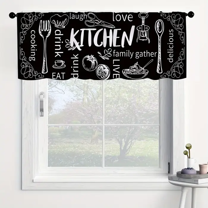 Rideaux courts occultants VIKAMA style ferme avec passe-tringe pour cuisine