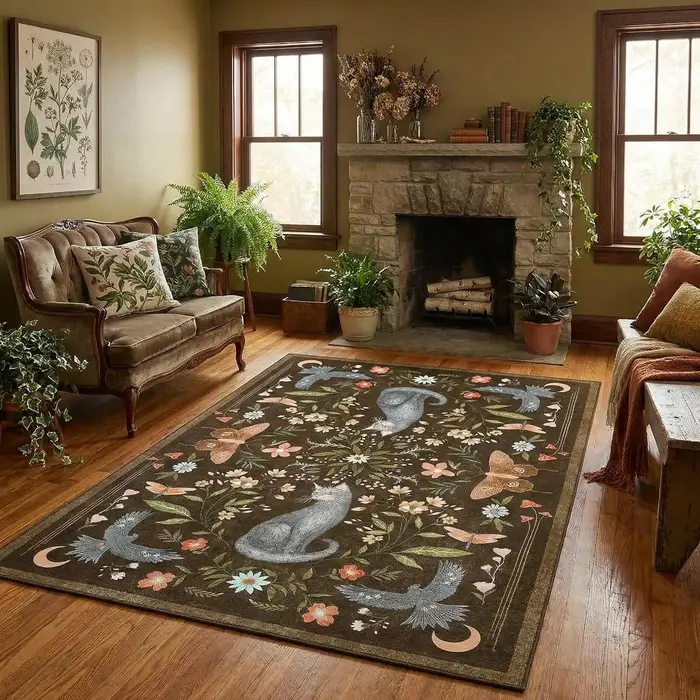 Tapis pour salon, tapis imprimé chat