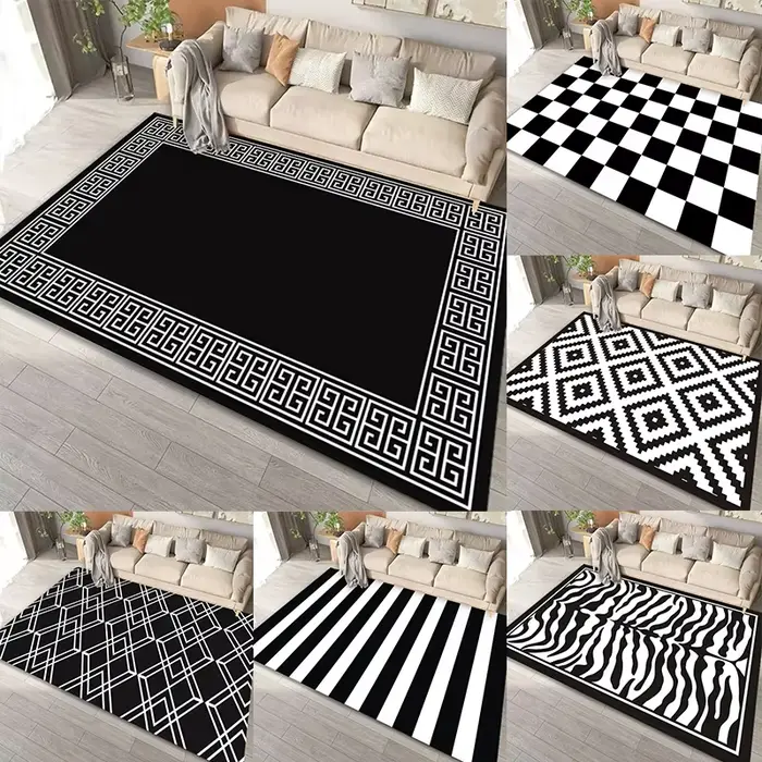 Tapis géométrique noir et blanc