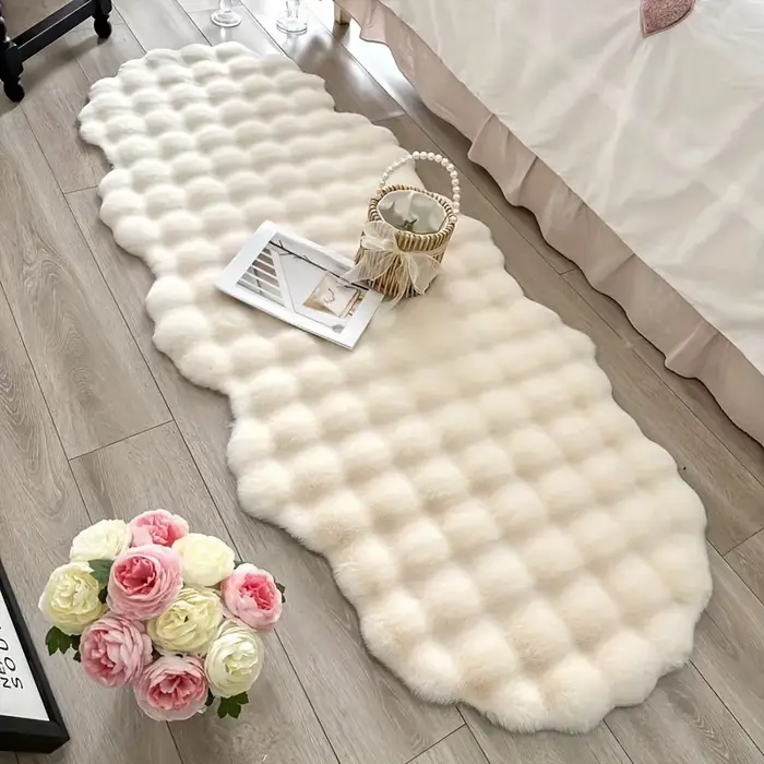 Tapis ovale en peluche doux, Imitation fourrure de lapin, confortable pour la maison, chevet, chaud,