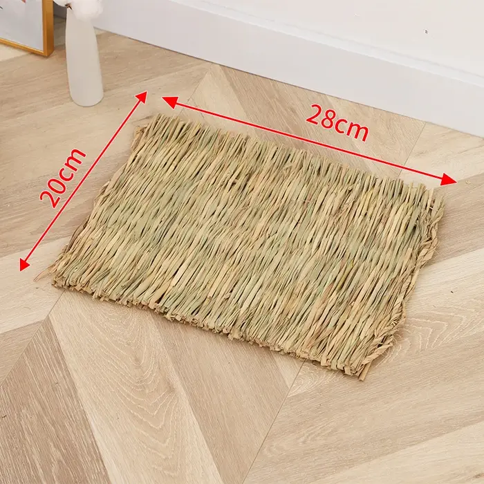 Tapis d'herbe de lapin respirant tissé à la main en paille
