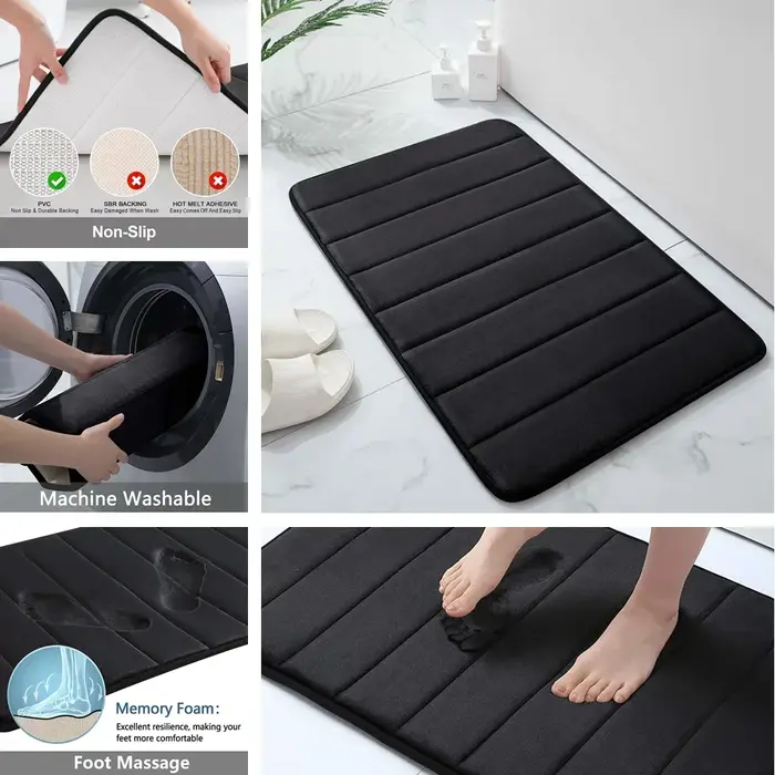 Ensemble de tapis de salle de bain en mousse à mémoire de forme, antidérapant, Super absorbant, pour sol de salle de bain, lavable en Machine, 1/2/3 pièces