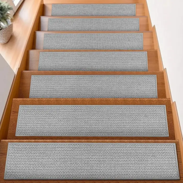 1 pièce Tapis d'escalier antidérapant en imitation lin 20x76cm