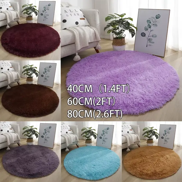Tapis shaggy rond super doux pour la maison
