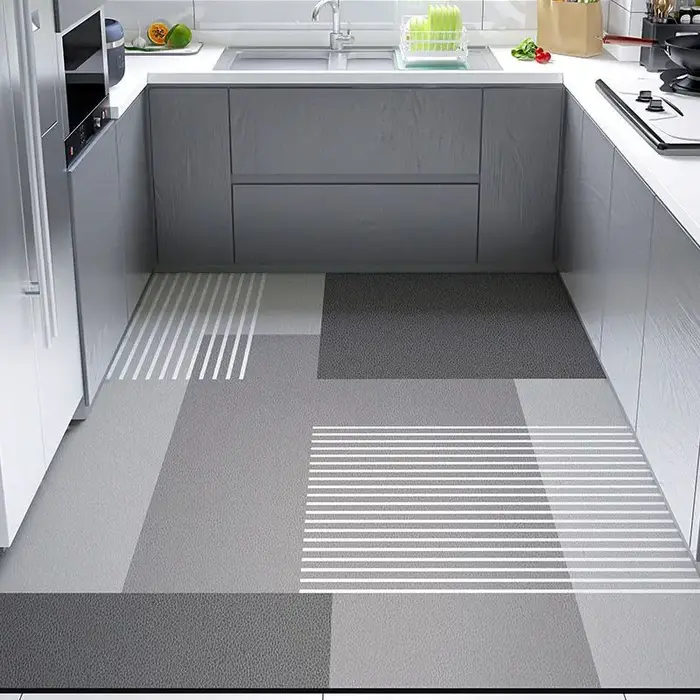 Tapis de Sol en Cuir Imperméable et à Huile Verte pour Cuisine