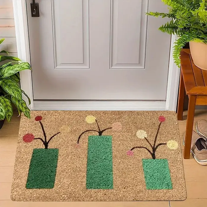 VIKAMA Tapis de bienvenue avec bouquet de fleurs 3D