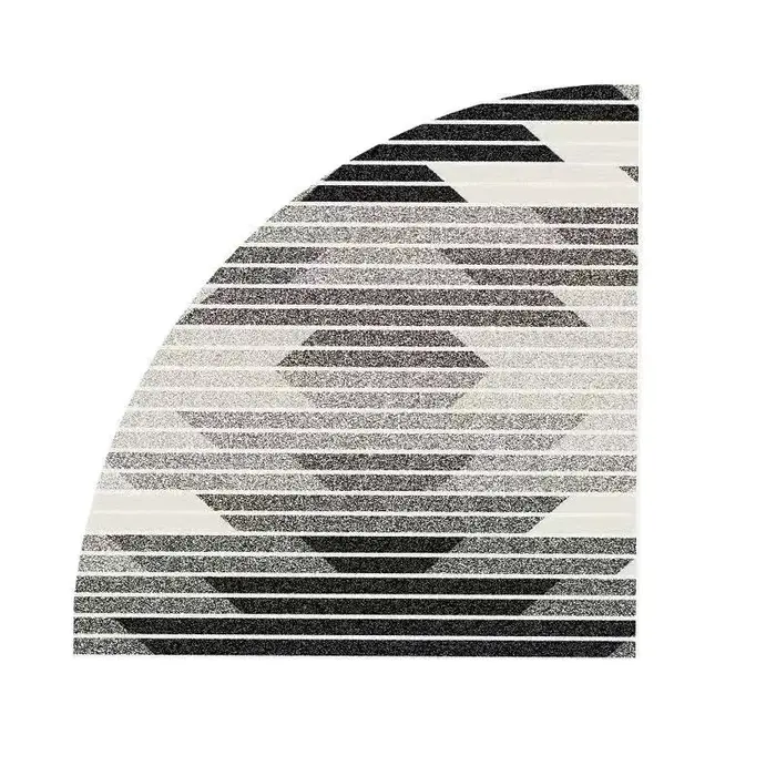 Tapis moelleux décoratif d'angle de zone de quart de cercle pour le salon