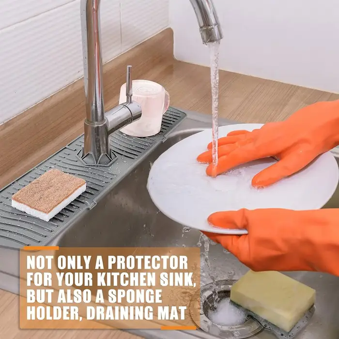 Tapis de protection long en silicone pour robinet d'évier