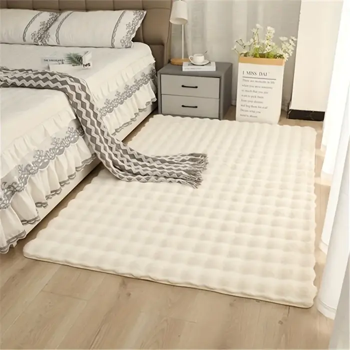 Tapis en polaire bulle épais, lavable, anti-salissure, simple et moelleux pour salon, chambre à couc