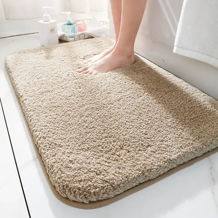Tapis de bain en Fiber de peluche Super épais, confortable et doux, antidérapant, absorbant, pour pi