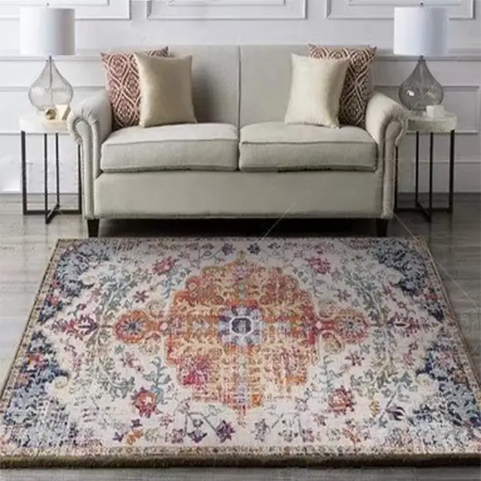 Tapis persan vintage pour salon, tapis non ald lavables, grand tapis de chevet, décor de salon et de