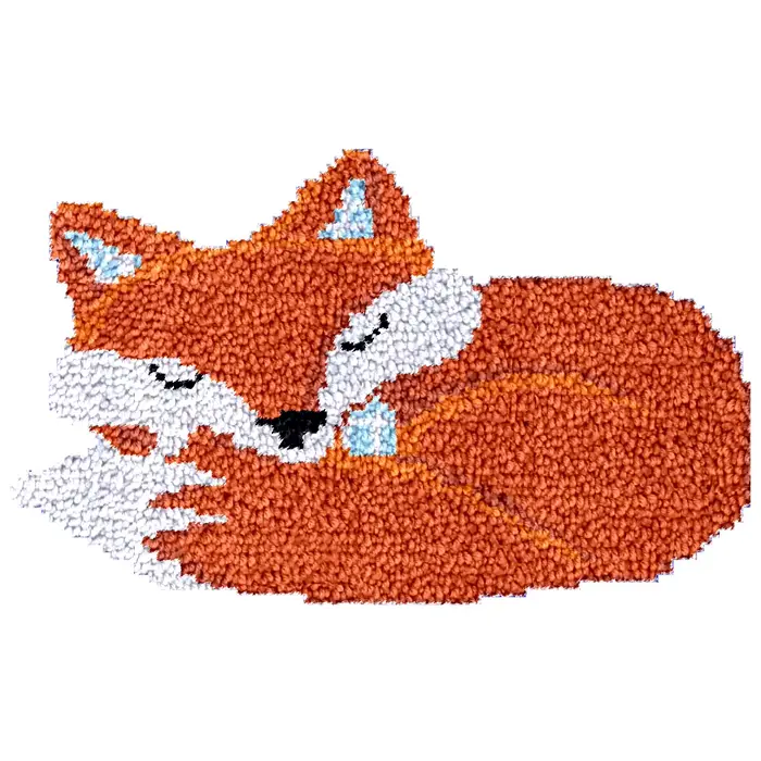 Adultes Net artisanat tapis broderie avec motif imprimé Animal renard loquet crochet tapis kit pour
