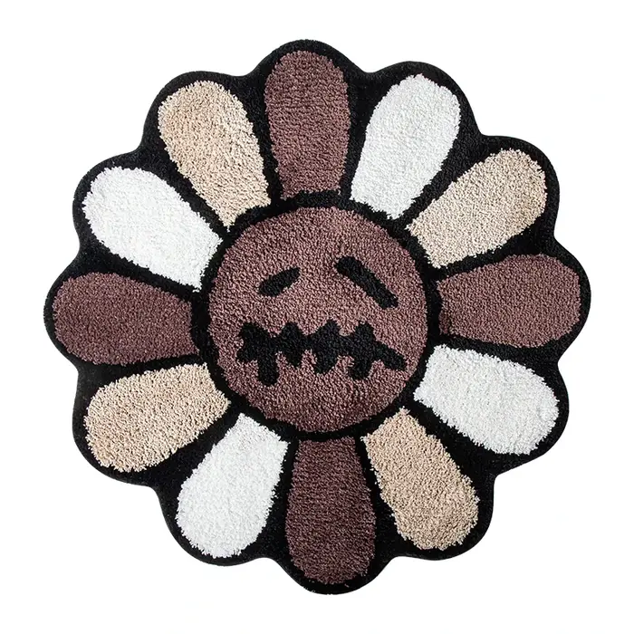 Tapis capitonné visage souriant, tapis d'art floral pour chambre à coucher, salon, rétro arc-en-ciel