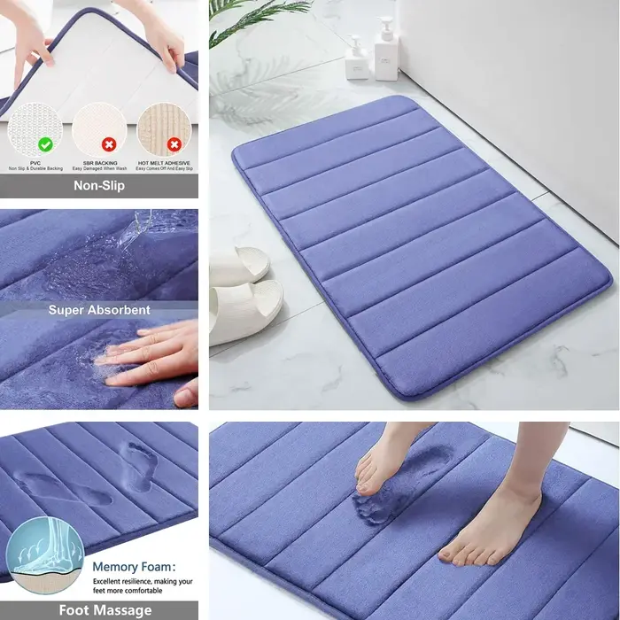 Ensemble de tapis de salle de bain en mousse à mémoire de forme, antidérapant, Super absorbant, pour sol de salle de bain, lavable en Machine, 1/2/3 pièces