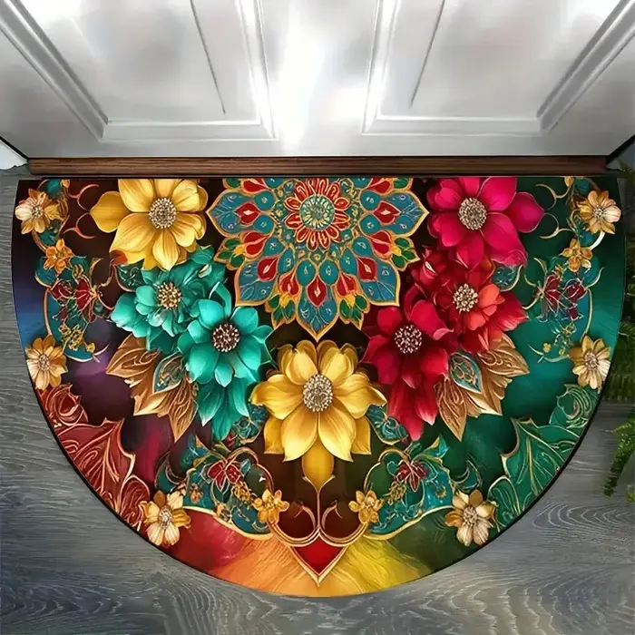 VIKAMA – tapis Semi-circulaire en flanelle florale