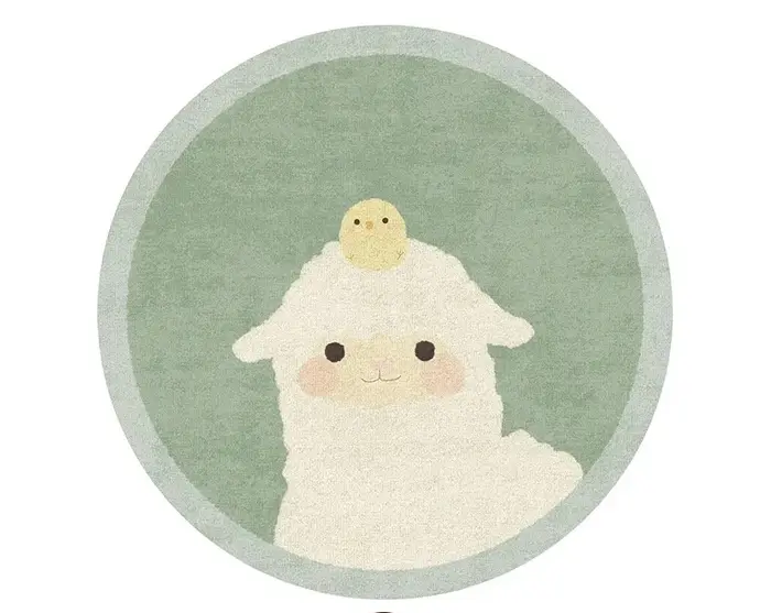 Tapis de dessin animé pour salon, décoration de chambre à coucher mignonne, ronds, antidérapants, po