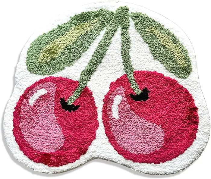 Tapis de bain moelleux en forme de fruit, antidérapant, lavable, pour douche, tapis décoratif pour s