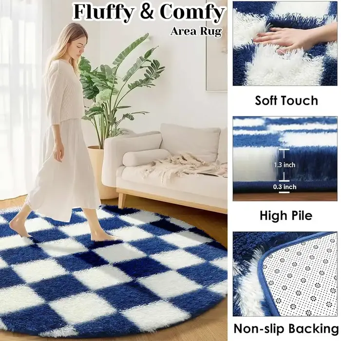 Tapis rond tie-dye moelleux et doux pour chambre d'enfant