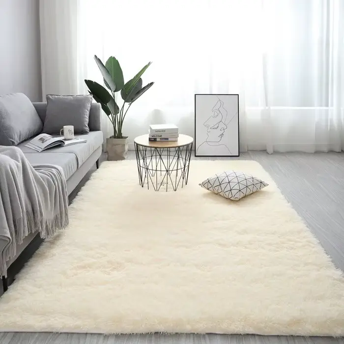 Tapis lavable à poils longs pour salon