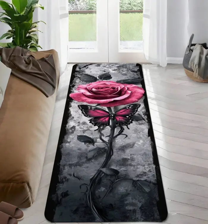Tapis Long à motif de Rose rouge