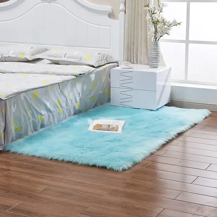Tapis Shaggy en fausse fourrure pour salon et chambre à coucher