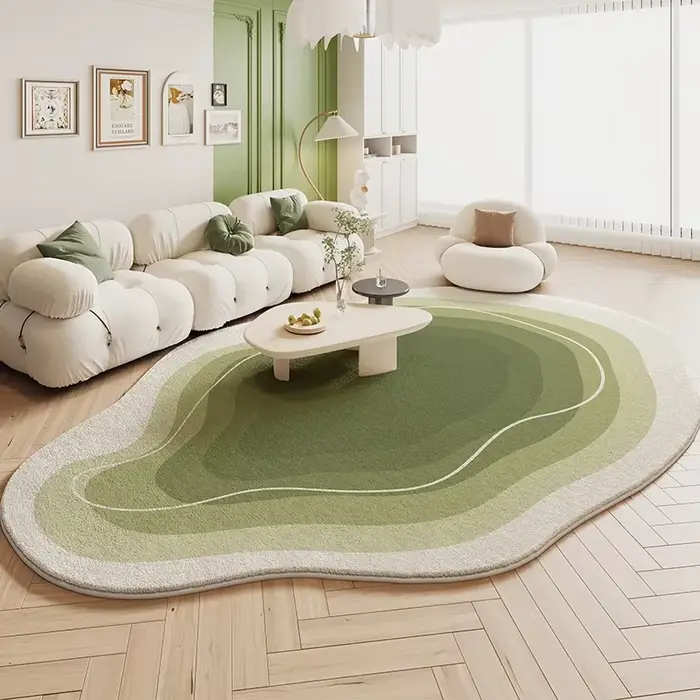Tapis crème vert pour chambre à coucher