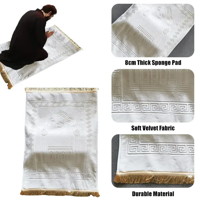 Tapis de prière musulman vintage à motif, avec pompons, 70*110cm, pour salon islamique, simple