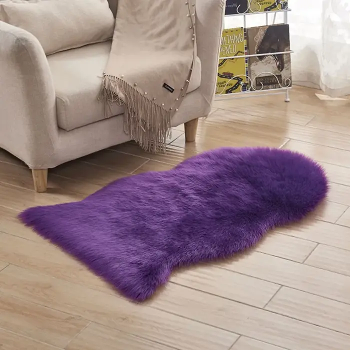 Nouveau tapis Imitation laine cheveux longs antidérapant Protection de sol