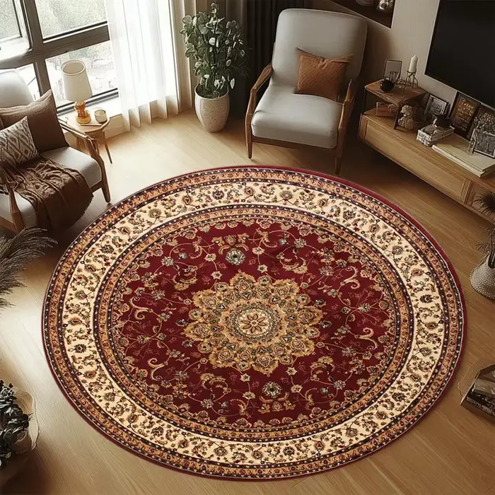Tapis de salon rouge vin à motif persan