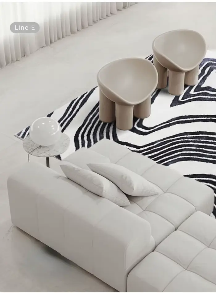 Tapis en peluche minimaliste moderne pour chambre à coucher