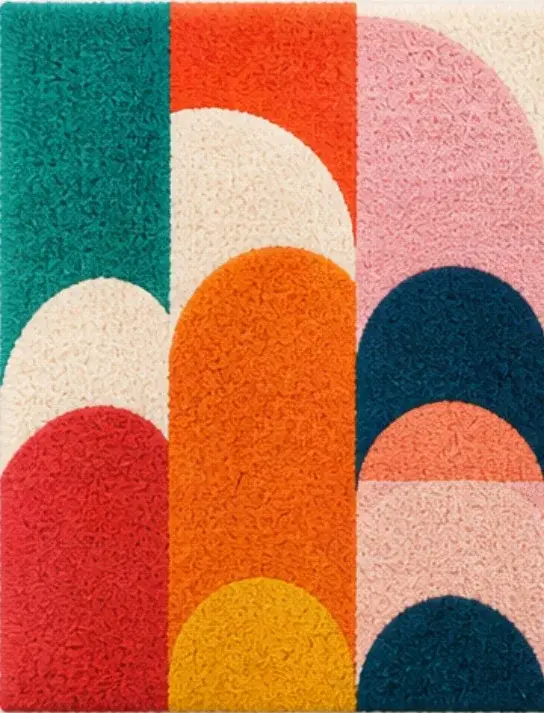 Kit de broderie au crochet pour tapis à motifs géométriques colorés, avec kit de boutons pour tapis au crochet, kit Smyrna pour tapis