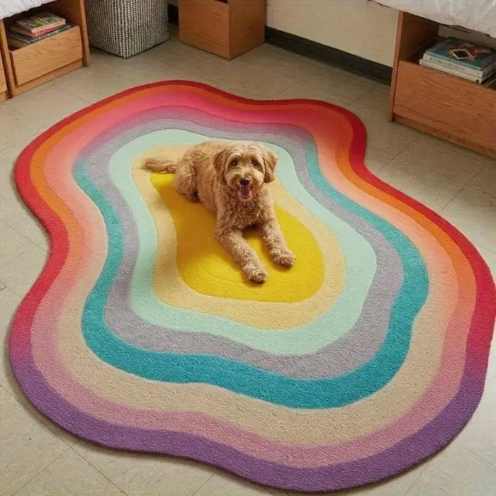Tapis irrégulier couleur Dopamine