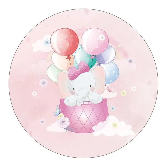Tapis rose avec ballons et fleurs pour chambre d'enfant