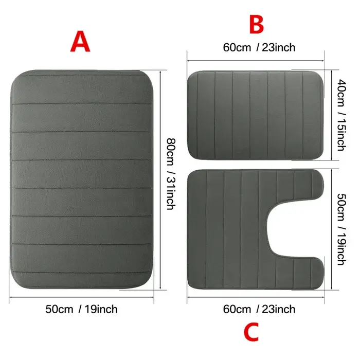 Tapis de bain en mousse à mémoire de forme, ensemble de 1/2/3 pièces, antidérapant, pour salle de bain, Absorption rapide de l'eau, lavable en Machine, doux et confortable