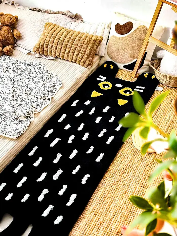 Tapis chat noir de dessin animé