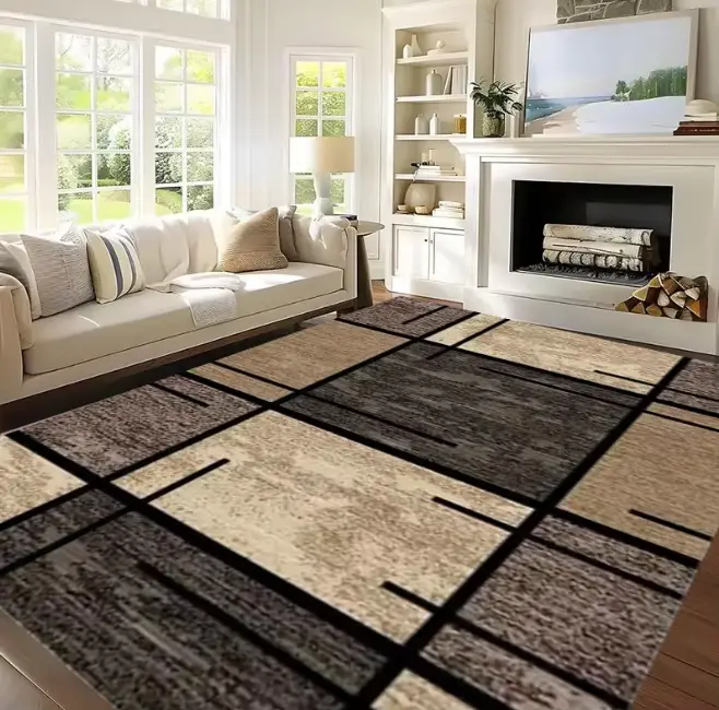 Tapis de sol de salon moderne, lignes simples imprimées, chambres douces, adapté aux salons, terrass