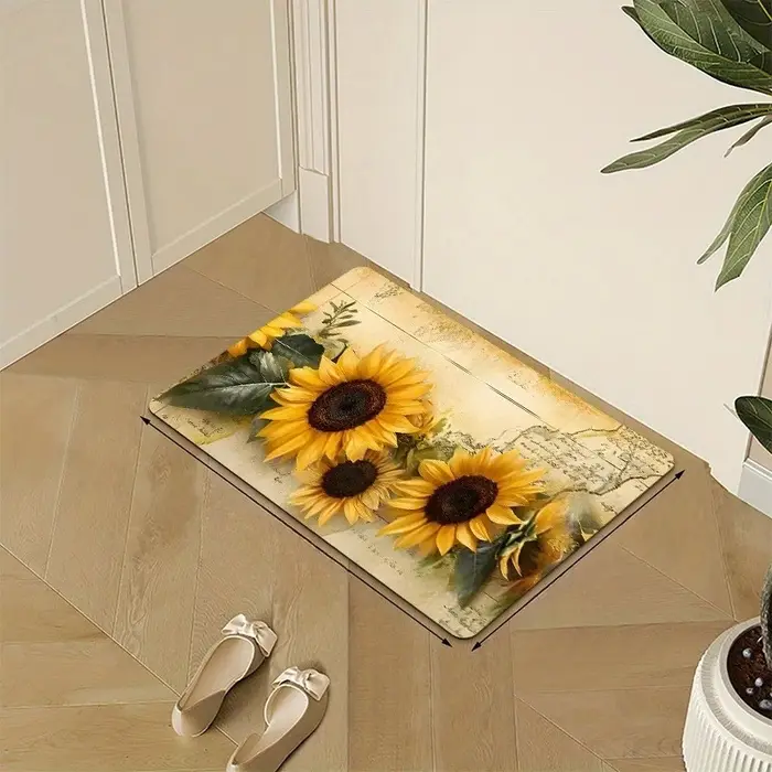 Tapis vintage motif tournesol, décoration intérieure, tapis de cuisine, tapis de couloir long, motif