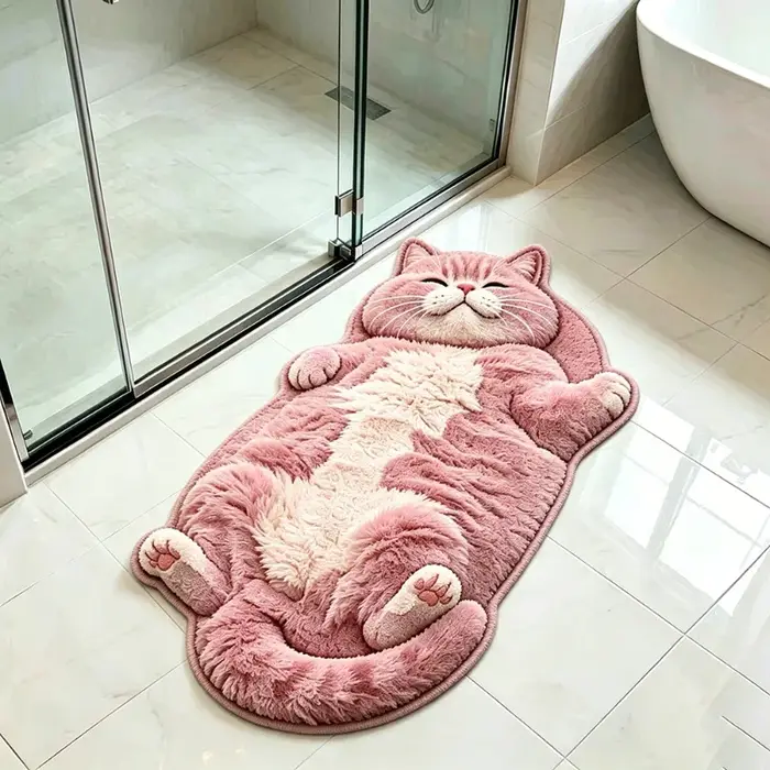 Tapis à motif de chat rose mignon et ludique