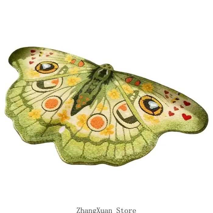 Tapis d'entrée, tapis papillon 23,62 X 35,43 pouces, envers antidérapant toucher doux pour chambre à