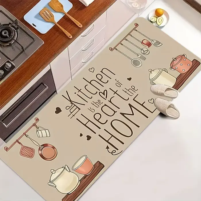 Tapis de cuisine avec citation « La cuisine est le cœur de la maison »