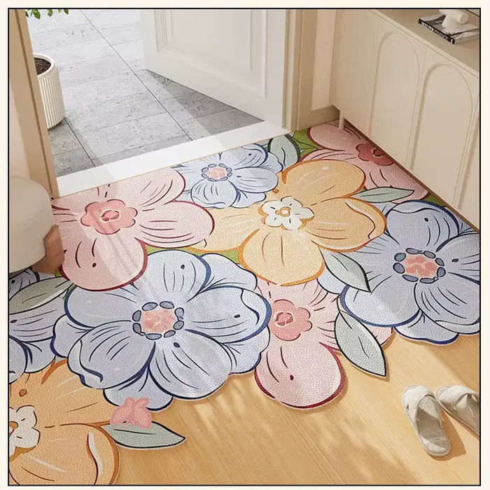 VIKAMA Tapis d'entrée vert à motifs floraux