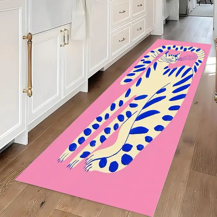 Tapis long à imprimé tigre, idéal pour une utilisation commerciale et résidentielle dans les couloir