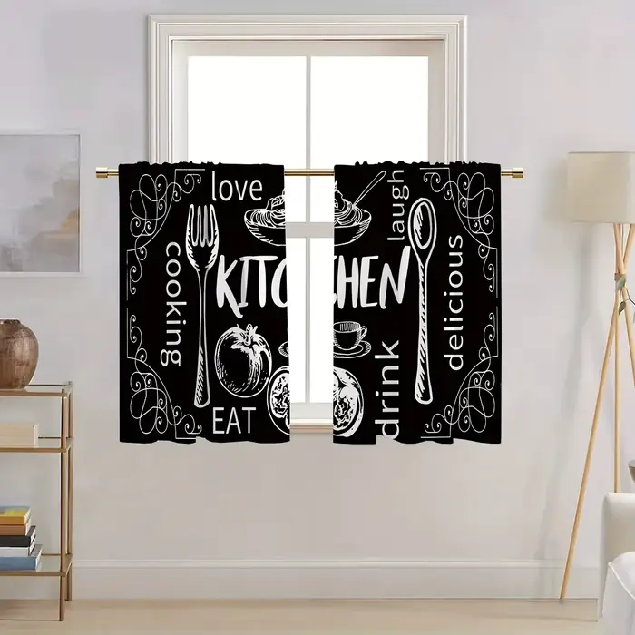 Rideaux courts occultants VIKAMA style ferme avec passe-tringe pour cuisine
