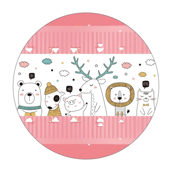 Tapis rose avec ballons et fleurs pour chambre d'enfant