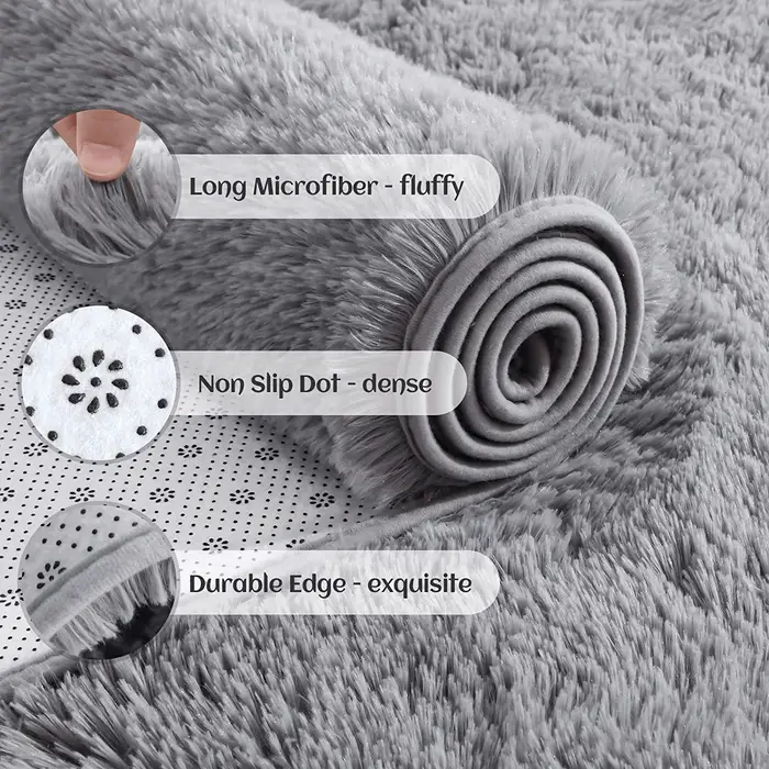 Tapis doux pour chambre à coucher, moelleux, antidérapant, teint par nouage, peluche, doux, Shag, po