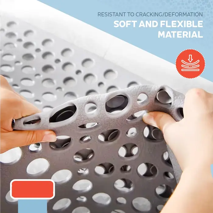 Tapis de bain et de douche antidérapant avec ventouses et trous de drainage