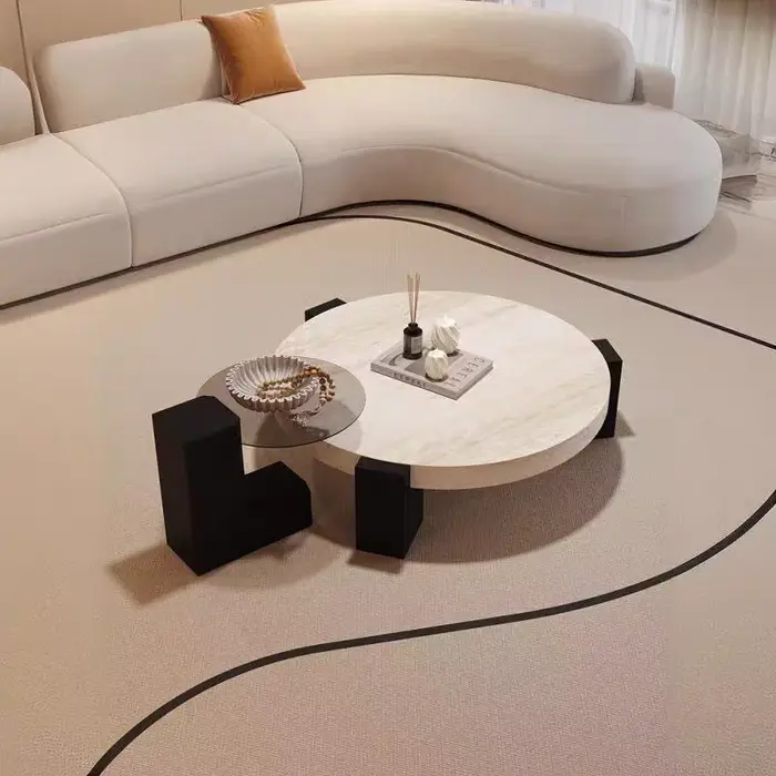 Tables basses rondes pour salon, tables d'appoint modernes pour appartement, meubles rétro en bois,