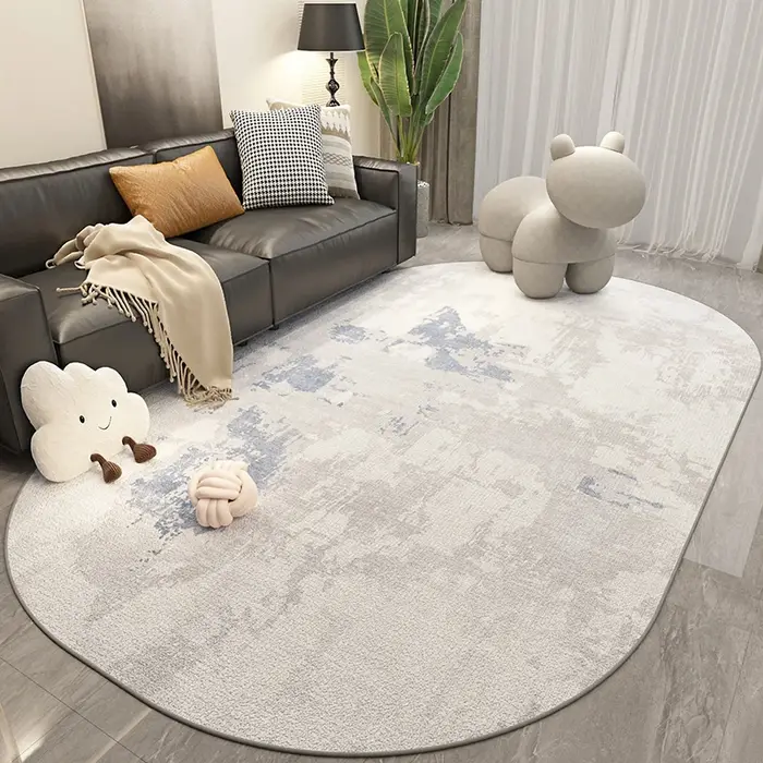 Tapis ovale de luxe léger pour décoration de chambre à coucher