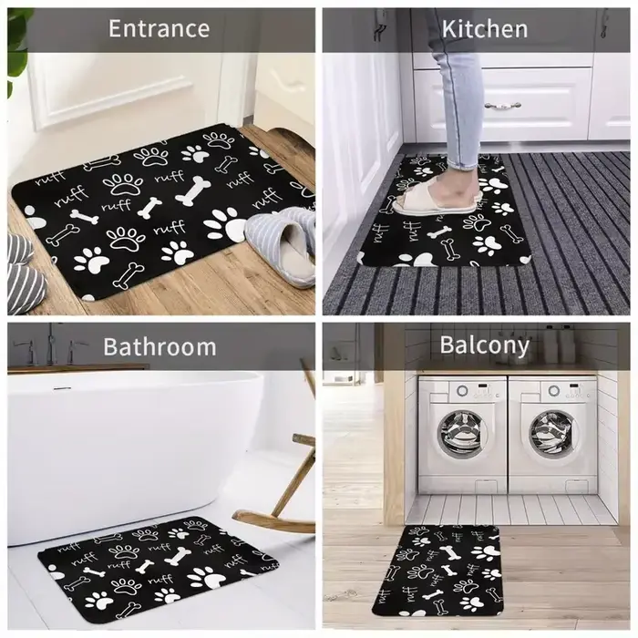 Un adorable tapis de bienvenue en forme de teckel brun ou noir